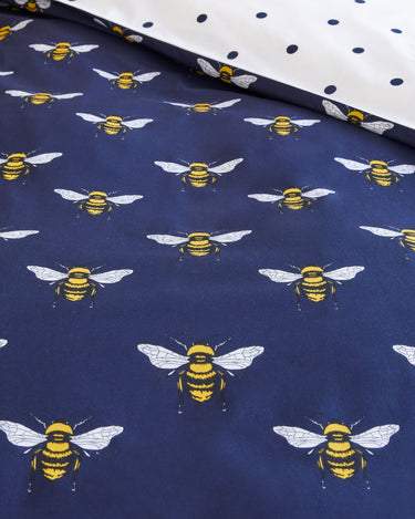 Cotton Navy Bee Print Reversible Set